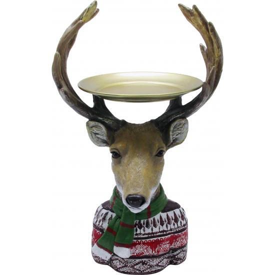 Mécsestartó szarvas poly 16*26cm barna