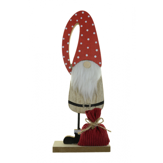Figura mikulás fa talpas 25*9.5*4CM piros/natúr