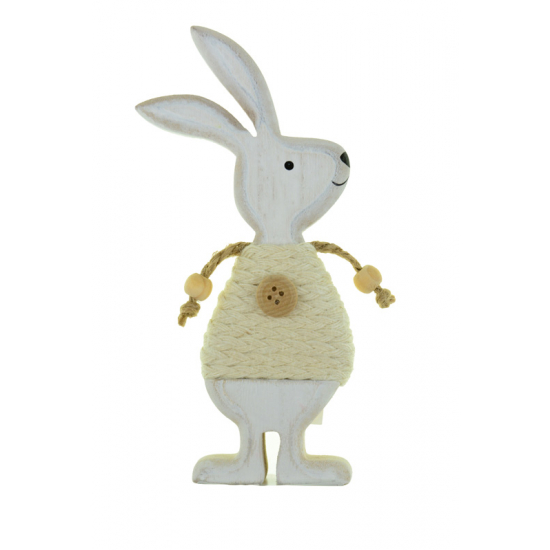 Figura nyúl fa álló 14*8*2cm fehér