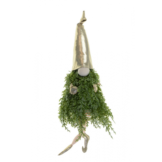 Figura orrmanó fenyőszakállal 45CM lógólábú arany/zöld