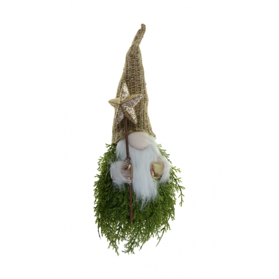 Figura orrmanó fenyőszakállal 54CM csillag pálcás barna/zöld