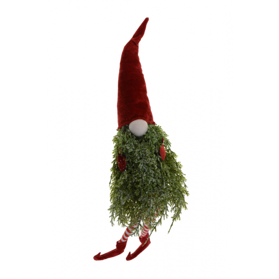 Figura orrmanó fenyőszakállal 55CM lógólábú piros/zöld
