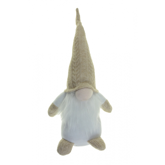 Orrmanó textil 30CM kötött sapkában krém/fehér