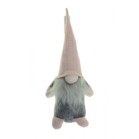 Orrmanó textil 30CM kötött sapkában rózsaszín/szürke
