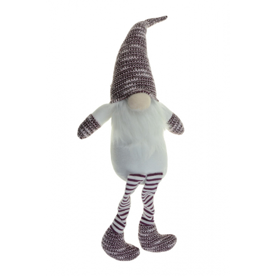 Orrmanó textil 55CM kötött sapkában lógólábú lila/fehér