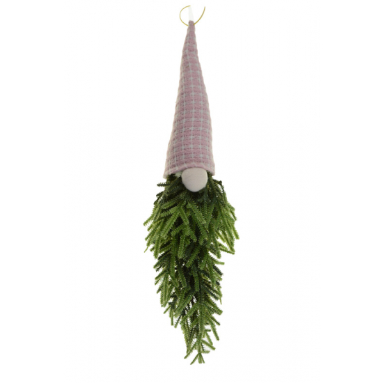 Figura Orrmanó textil kötött sapkában 55CM rózsaszín