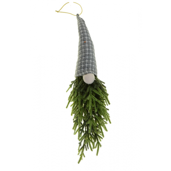 Figura Orrmanó textil kötött sapkában 55CM szürke
