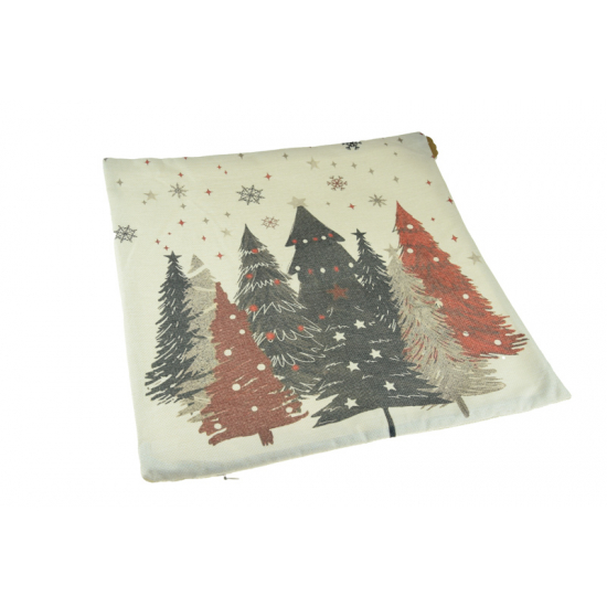 Párnahuzat textil karácsonyfás 40*40cm piros/fekete