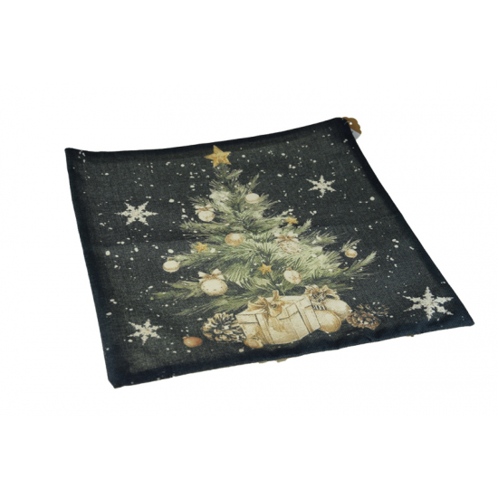 Párnahuzat textil karácsonyfás 40*40cm zöld