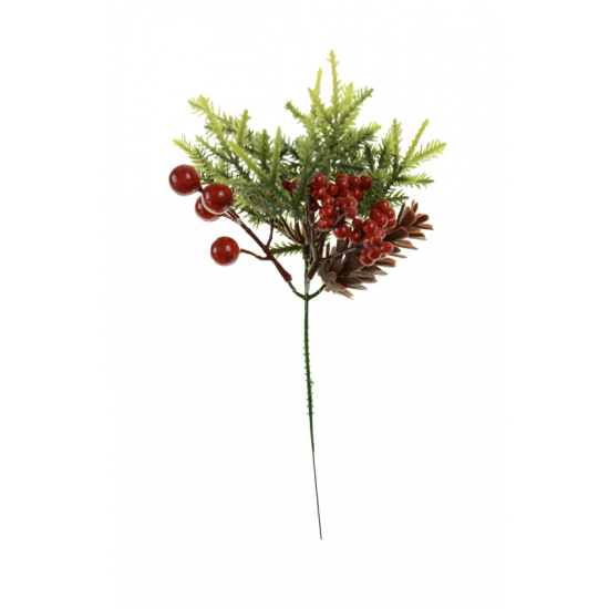 Pick ág 25CM bogyókkal zöld/piros