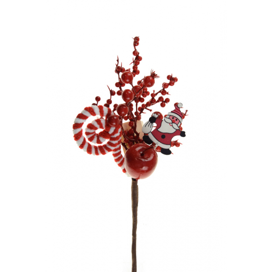 Pick ág karácsonyi 33cm mikulással piros