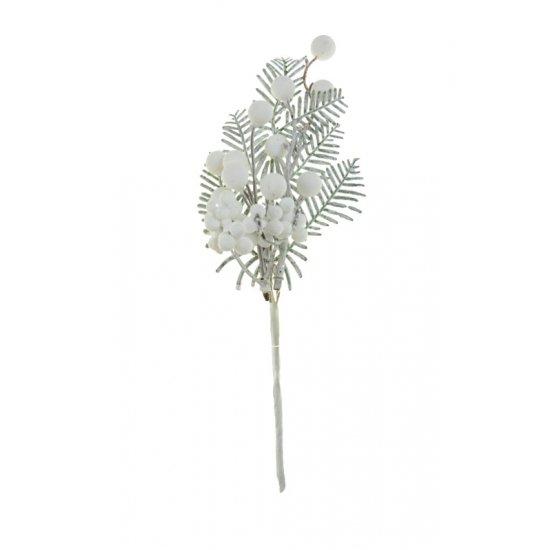 Pick ág leveles/bogyós 22CM fehér/ezüst