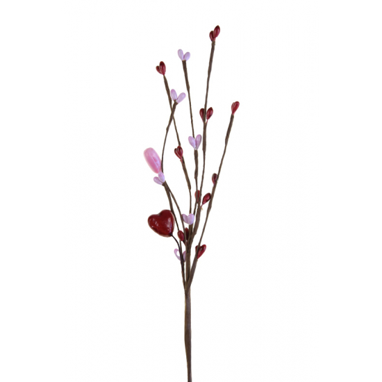 Pick ág műanyag 29cm szívvel piros/rózsaszín