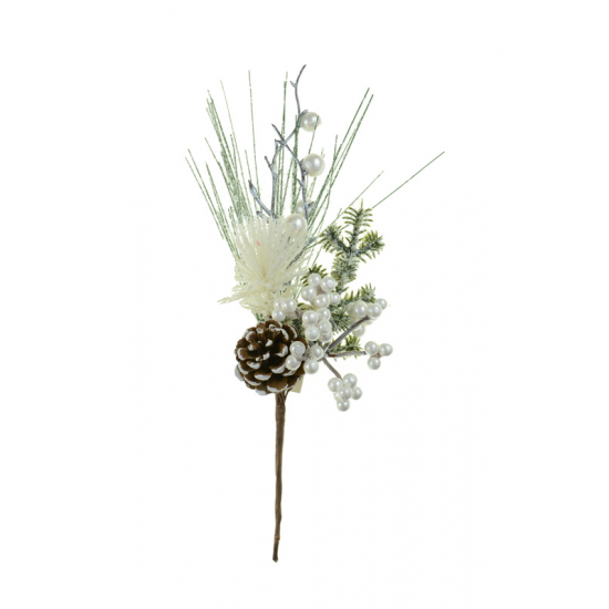 Pick ág vesszős tobozzal 24CM ezüst