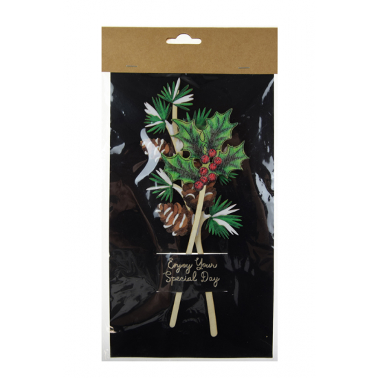 Pick bogyós/tobozos ág fa 29cm S/2 piros/zöld