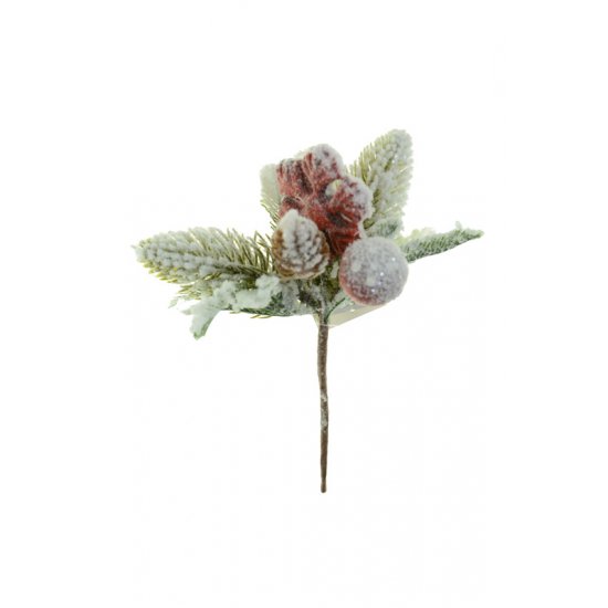 Pick csokor gomba, hópehely 15CM havas piros/zöld