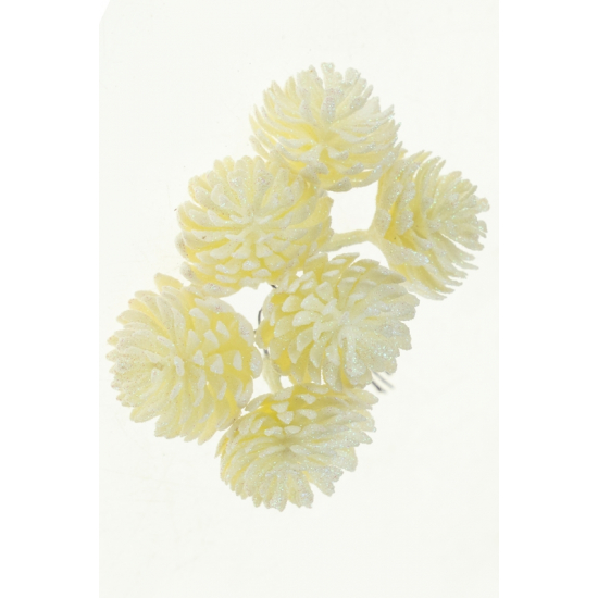 Pick fenyőtoboz mini 14cm s/6 glitteres fehér
