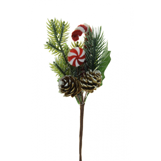 Pick karácsonyi 19cm nyalókával, tobozzal zöld