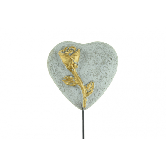 Pick szív cement 8x3x18cm szürke/arany