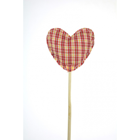 Pick szív textil kockás 50cm piros