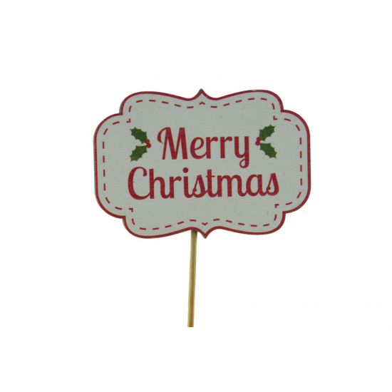 Pick tábla fa Merry Christmas 7*10cm+50cm natúr