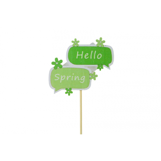 Pick tábla fa HELLO Spring 6.5*0.5*6CM zöld