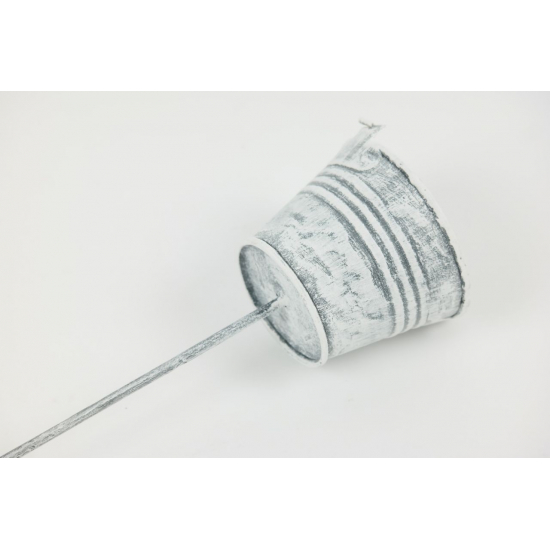 Pick vödör fém 7,5*35cm mosott fehér