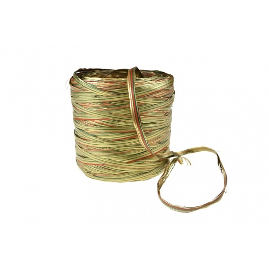 Raffia zöld/piros csíkos 1/200 tekercsben arany