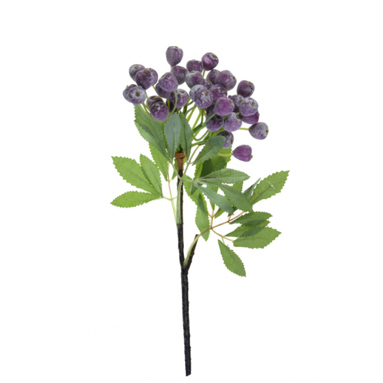 Selyemvirág bogyós ág 39cm lila