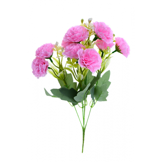 Selyemvirág csokor szegfű 5fej 35cm pink