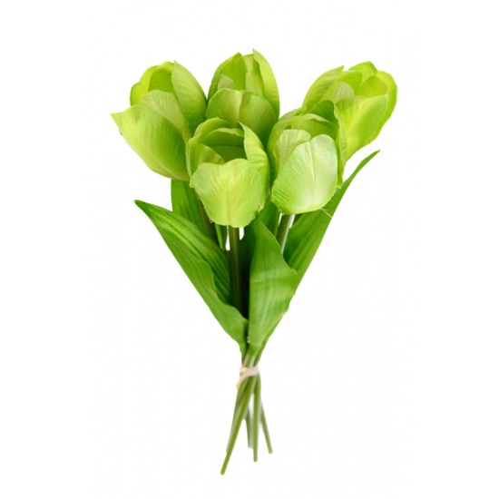 Selyemvirág csokor tulipán 5x 37cm zöld