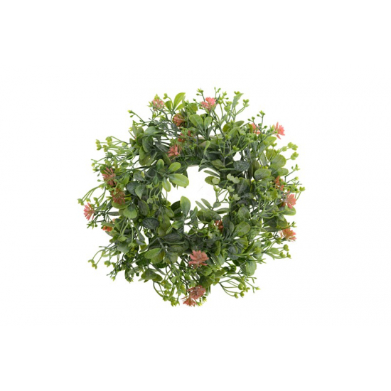 Selyemvirág koszorú 26cm korall