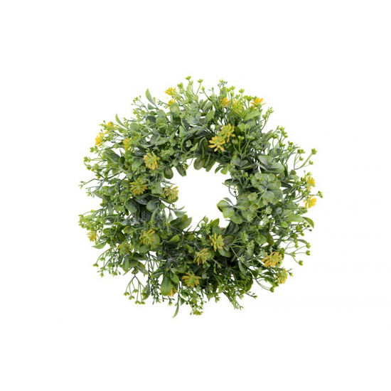 Selyemvirág koszorú 31cm sárga