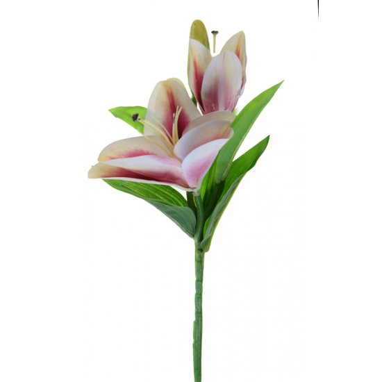 Selyemvirág liliom 2fej 39cm rózsaszín