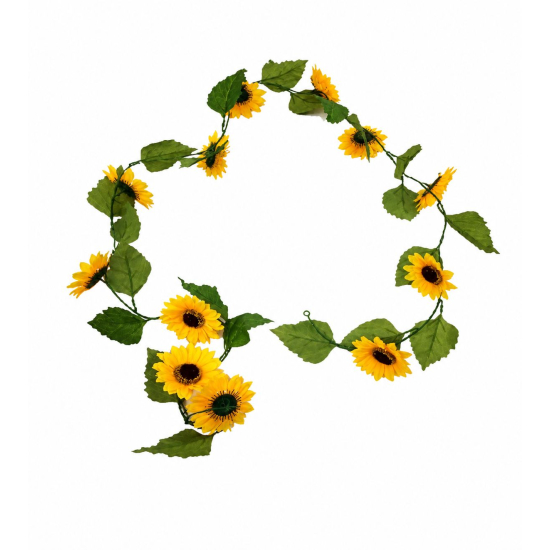 Selyemvirág napraforgó ág 220cm zöld/sárga