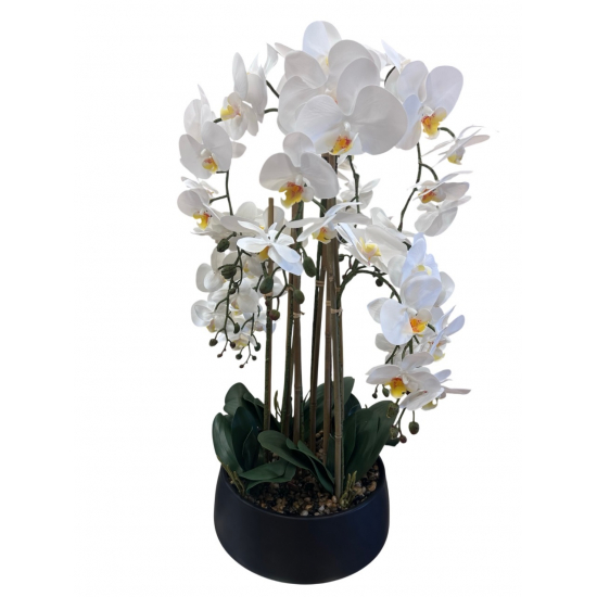 Selyemvirág orchidea kaspóban 75cm fehér