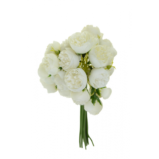 Selyemvirág peoniacsokor 30cm fehér