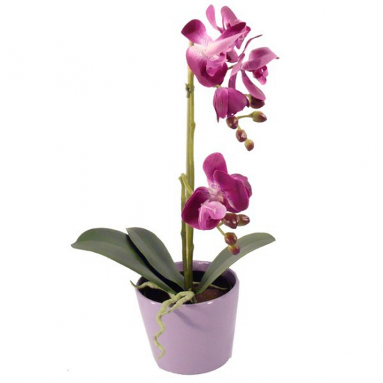Selyemvirág Phalaenopsis cserépben 45cm lila