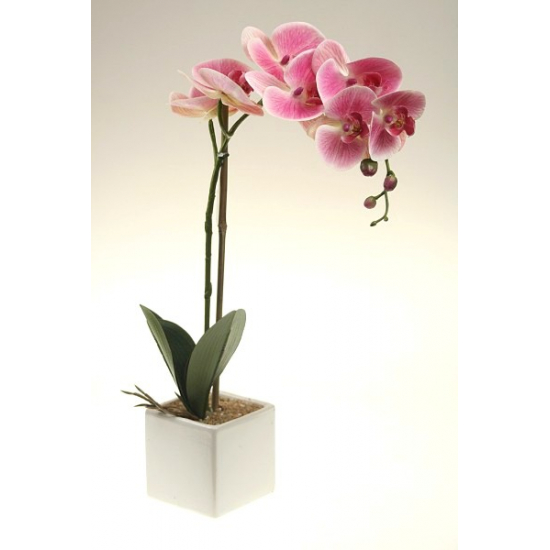Selyemvirág phalaenopsis cserépben 7 fejes 47cm világos rózsaszín