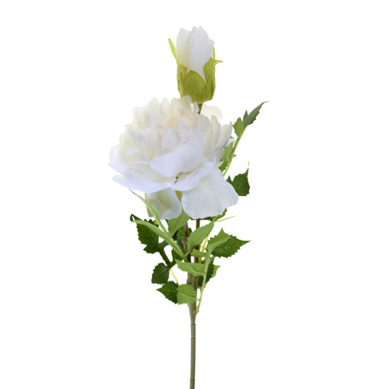 Selyemvirág rózsa 2fej 58cm fehér