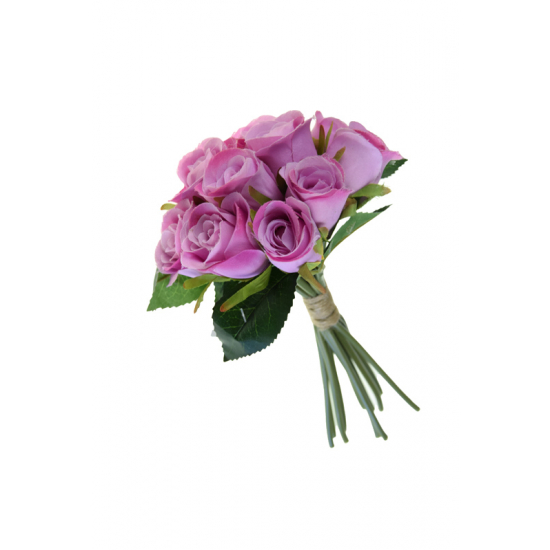 Selyemvirág rózsa csokor 25cm pink
