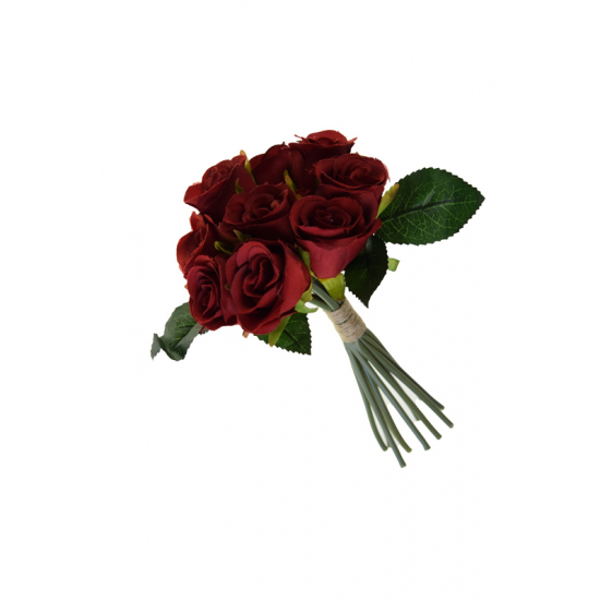 Selyemvirág rózsa csokor 25cm piros