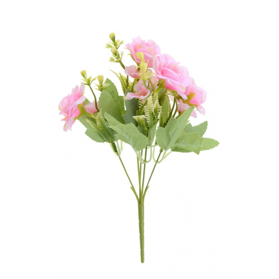 Selyemvirág rózsacsokor 29 cm rózsaszín