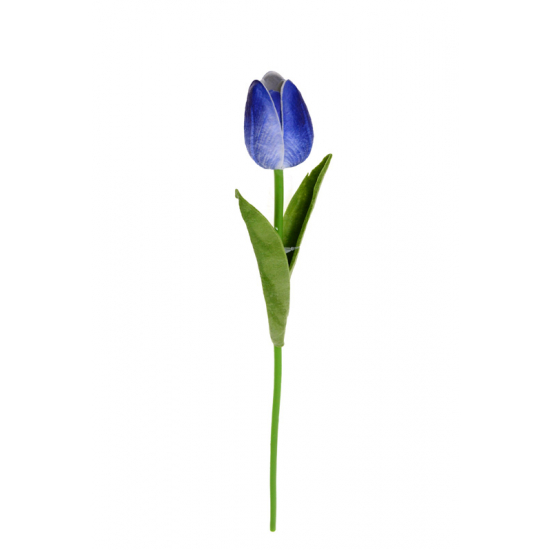 Selyemvirág tulipán PU szálas 32cm kék