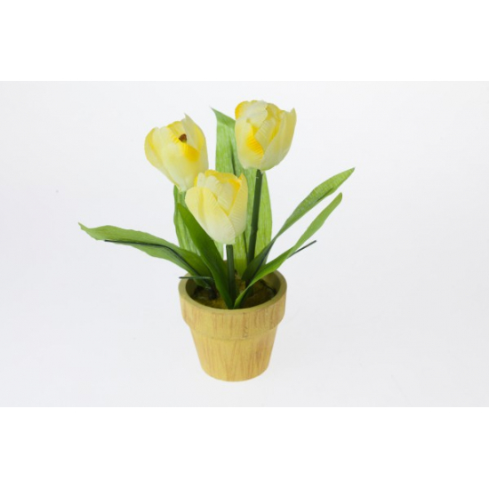 Selyemvirág tulipán cserepes sárga
