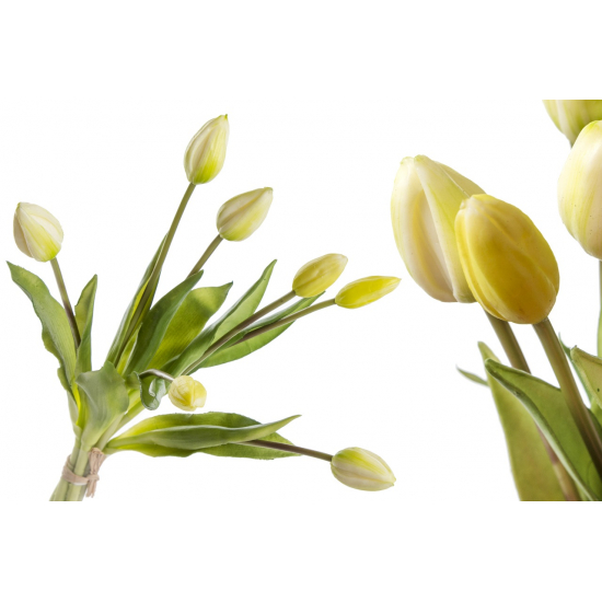 Selyemvirág tulipán gumi csokor s/7 sárga