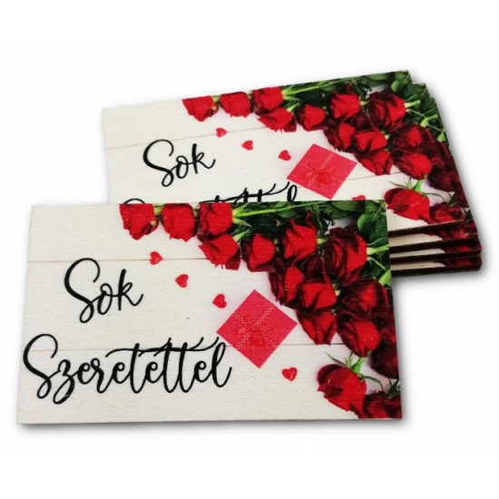 Tábla fa RÓZSÁS TÉGLALAP 50*80 SOK SZERETETTEL