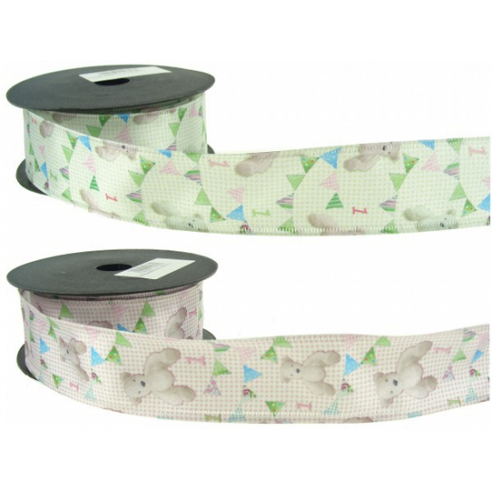 Szalag szatén macis 4cm*5m krém