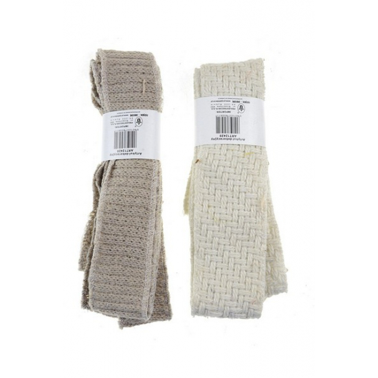 Szalag textil 5*160cm kötött fehér/bézs