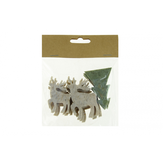 Szarvas + fenyőfa filc 14cm s/? bézs/zöld
